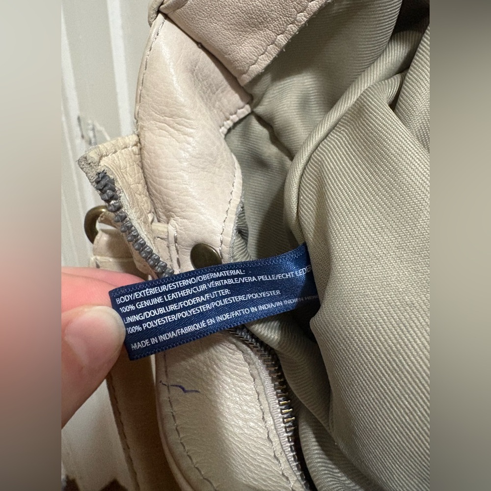 American Leather Co. Cream/Beige Top Handle Bag with Adjustable Crossbody Strap - Picture 16 of 16